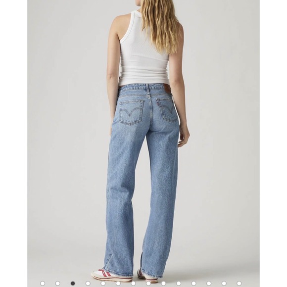 Levi's Denim - Levis Premium Low Loose Jeans Womens 28x32 Light Wash Distressed Ripped NWT‎